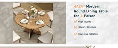 47.24" Round Dining Table for 4 – Modern American Style for Dining Room & Kitchen