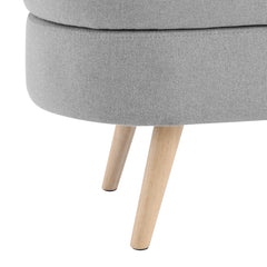 Oval Storage Ottoman Bench – 43.5" Wide with Hidden Storage & Rubber Wood Legs