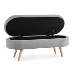 Oval Storage Ottoman Bench – 43.5" Wide with Hidden Storage & Rubber Wood Legs