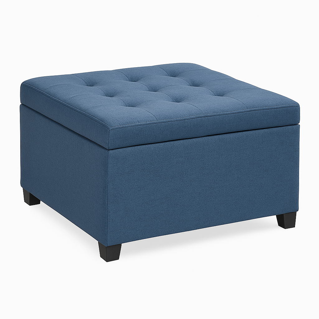 Tufted Fabric Storage Ottoman with Flip-Top Lid – Vintage Style Seating & Organizer