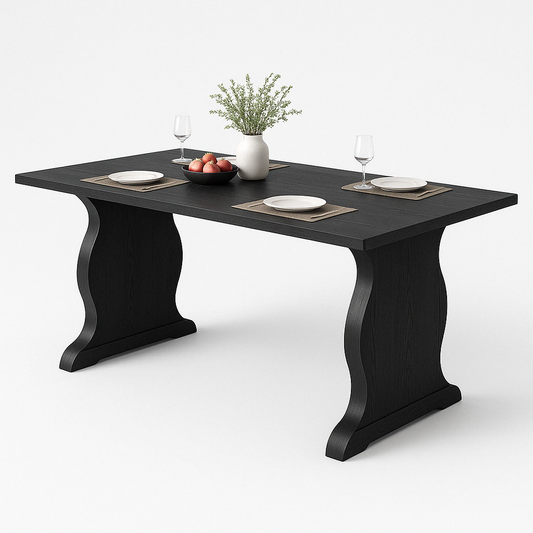63" Rectangular Black Dining Table for 4–6 – Large Kitchen Table for Dining Room or Farmhouse Spaces