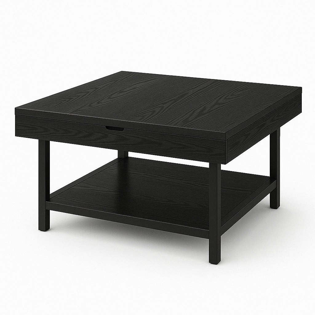 LED Square Coffee Table with Storage – 31.5" Modern Farmhouse Centerpiece