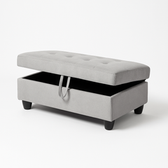 Light Grey Pineapple Fabric Storage Ottoman – Functional Accent for Any Space