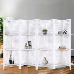 Artiss 8 Panel Room Divider Screen 326x170cm Shelf White