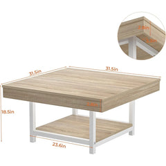 LED Square Coffee Table with Storage – 31.5" Modern Farmhouse Centerpiece