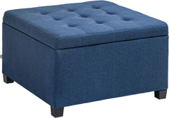 Tufted Fabric Storage Ottoman with Flip-Top Lid – Vintage Style Seating & Organizer