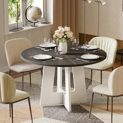 Round Farmhouse Dining Table for 4