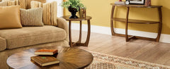 Round Wood Coffee Table – Mid Century Modern Walnut Centerpiece