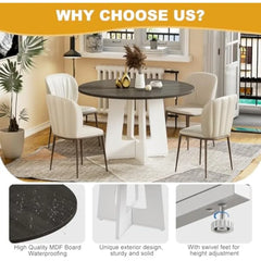 Round Farmhouse Dining Table for 4