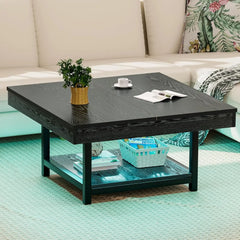LED Square Coffee Table with Storage – 31.5" Modern Farmhouse Centerpiece