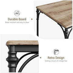 6-Piece Dining Table Set with 4 Chairs and Bench – Rectangular Wood Kitchen Table for Family Dining