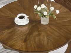 Round Wood Coffee Table – Mid Century Modern Walnut Centerpiece