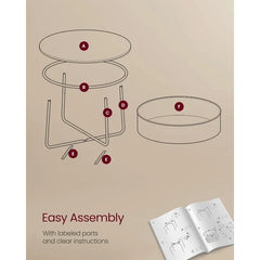 Round Coffee Table with Fabric Storage Basket