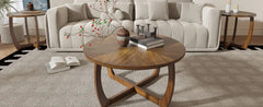 Round Wood Coffee Table – Mid Century Modern Walnut Centerpiece