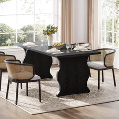 63" Rectangular Black Dining Table for 4–6 – Large Kitchen Table for Dining Room or Farmhouse Spaces