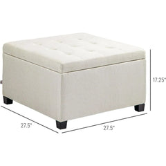 Tufted Fabric Storage Ottoman with Flip-Top Lid – Vintage Style Seating & Organizer