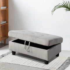 Light Grey Pineapple Fabric Storage Ottoman – Functional Accent for Any Space