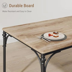6-Piece Dining Table Set with 4 Chairs and Bench – Rectangular Wood Kitchen Table for Family Dining