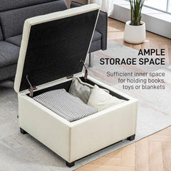 Tufted Fabric Storage Ottoman with Flip-Top Lid – Vintage Style Seating & Organizer
