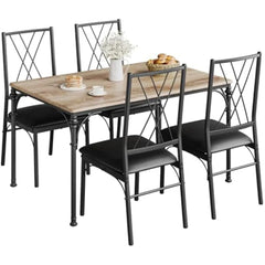 6-Piece Dining Table Set with 4 Chairs and Bench – Rectangular Wood Kitchen Table for Family Dining