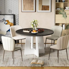 Round Farmhouse Dining Table for 4