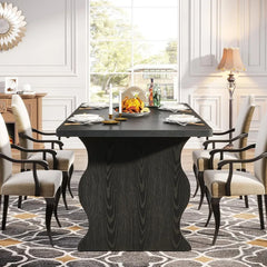 63" Rectangular Black Dining Table for 4–6 – Large Kitchen Table for Dining Room or Farmhouse Spaces