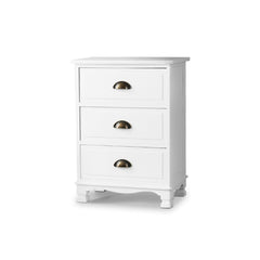 Artiss Bedside Table 3 Drawers Vintage - THYME White