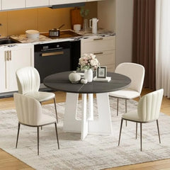Round Farmhouse Dining Table for 4
