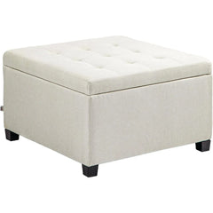 Tufted Fabric Storage Ottoman with Flip-Top Lid – Vintage Style Seating & Organizer
