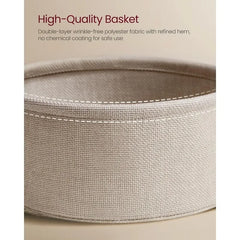 Round Coffee Table with Fabric Storage Basket