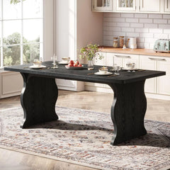 63" Rectangular Black Dining Table for 4–6 – Large Kitchen Table for Dining Room or Farmhouse Spaces