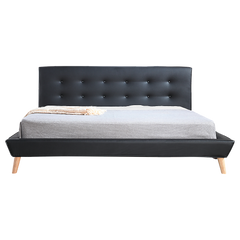 King PU Leather Deluxe Bed Frame Black