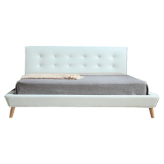 King PU Leather Deluxe Bed Frame White