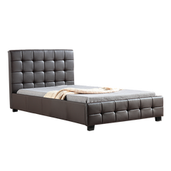 King Single PU Leather Deluxe Bed Frame Brown