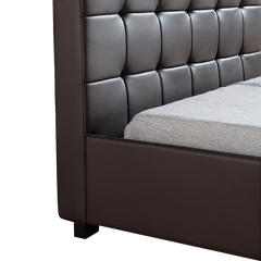 King Single PU Leather Deluxe Bed Frame Brown
