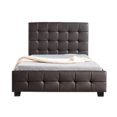 King Single PU Leather Deluxe Bed Frame Brown