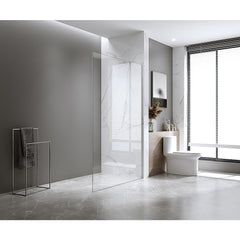 120x200cm Glass Shower Screen with White Wall Channel & Square Pole