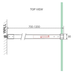 120x200cm Glass Shower Screen with White Wall Channel & Square Pole