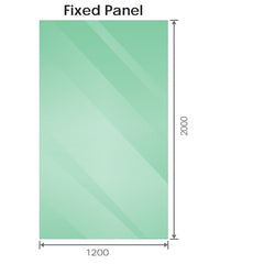 120x200cm Glass Shower Screen with White Wall Channel & Round Pole