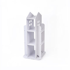 Rotating Bookcase Bookshelf Kid's Book Organiser Rack Wooden Castle Display Shelf