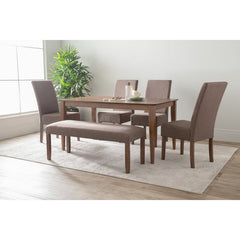 ALLEGRO Dining Table + 4x MESI Dining Chair + MESI Bench - 6 Piece Dining Set - Cocoa